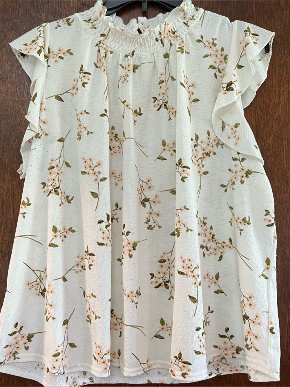 MELLODAY Cream Floral Ruffle Sleeve Dress